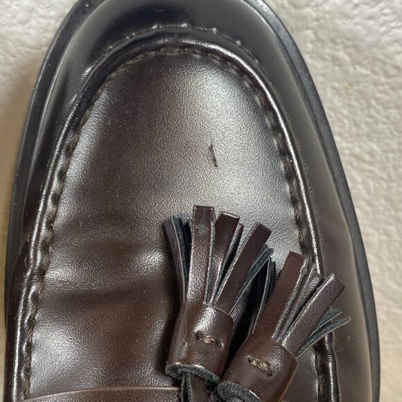 Zara Man Brown Leather Tassel Loafers Lug Sole Dress Shoes US 8 (Zara EU 41) - Picture 8 of 9